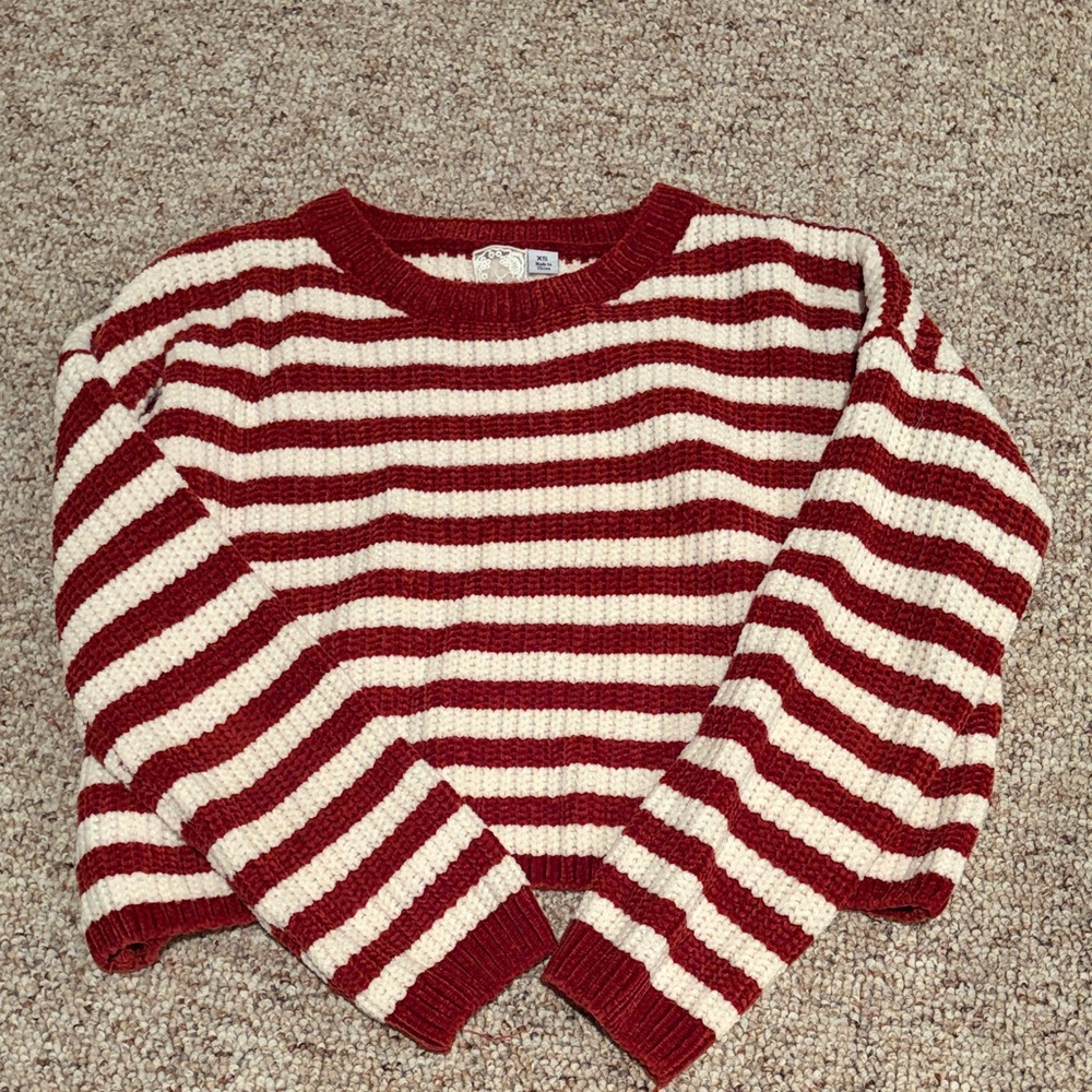 Dry Goods orange & white cropped sweater